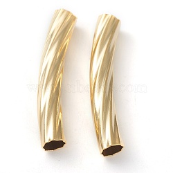 Brass Tube Beads, Long-Lasting Plated, Curved Beads, Twist Tube, Real 24K Gold Plated, 32x5mm, Hole: 4mm(KK-Y003-82B-G)