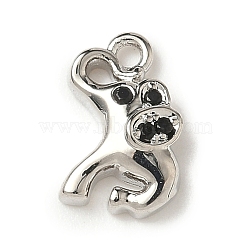 Brass Micro Pave Cubic Zirconia Charms, Elephant, Rack Plating, Long-Lasting Plated, Cadmium Free & Lead Free, Platinum, 11x8x3mm, Hole: 1.2mm(KK-I276-42P)