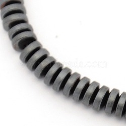 Matte Style Electroplate Non-magnetic Synthetic Hematite Beads Strands, Heishi Beads, Flat Round/Disc, Black, 5x2mm, Hole: 1mm, about 94pcs/strand, 8 inch(G-M007-76)