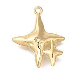 Brass Pendants, Star Charms, Real 18K Gold Plated, 22.5x18.5x4mm, Hole: 1.5mm(KK-K389-031G)