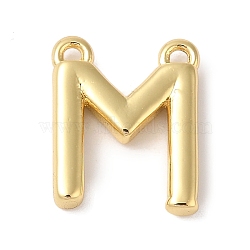 Rack Plating Brass Pendants, Long-Lasting Plated, Lead Free & Cadmium Free, Letter Charms, Real 18K Gold Plated, Letter M, 11x9x2mm, Hole: 1mm(KK-L216-003G-M)