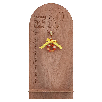 Arch Wood Slant Back Earring Display Stand with Measurements, 5 Inch to Display Earring Size, Photography Props, Ear Pattern, Tan, Finish Product: 15x11x24cm