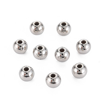 ABS Plastic Beads, Round, Platinum Plated, 6x5.5mm, Hole: 1.6mm, about 4200pcs/500g