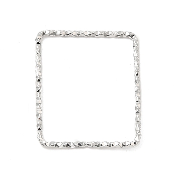 304 Stainless Steel Linking Rings, Textured, Rectangle, Stainless Steel Color, 22.5x18.5x1mm, Inner Diameter: 20x16.5mm