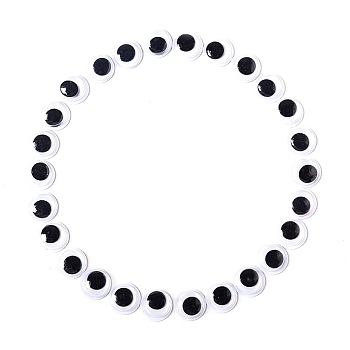 Black & White Plastic Wiggle Googly Eyes Cabochons, DIY Scrapbooking Crafts Toy Accessories with Label Paster on Back, Black, 12mm, 100pcs/bag