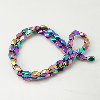 Magnetic Synthetic Hematite Beads Strands, Color Plated, Twist, Colorful, 8x4.5x5mm, Hole: 1mm