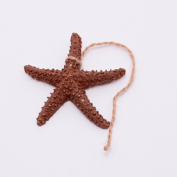 Mediterranean Style Resin Pendant Decorations, with Hemp Rope, Starfish, Saddle Brown, 19cm