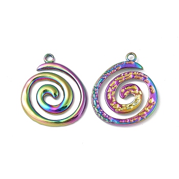 Ion Plating(IP) 304 Stainless Steel Pendants, Vortex Charm, Rainbow Color, 23x19.5x2mm, Hole: 1.8mm