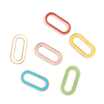 Alloy Linking Rings, with Enamel, Oval, Golden, Mixed Color, 18x9x1.5mm, Inner Diameter: 13x4mm