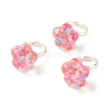 Hot Pink Brass+Resin Finger Rings