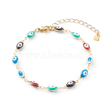 Bracelets et colliers chaîne à maillons mauvais œil en laiton émaillé ensembles de bijoux(SJEW-JS01185)-8