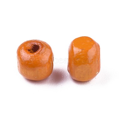 6mm Orange Round Wood Beads