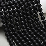 Natural Black Onyx(Dyed & Heated) Beads Strands, Grade A, Frosted, Round, 10.5mm, Hole: 1.5mm, about 38pcs/strand, 14.65''(37.2cm)(G-Z024-01B-10mm)
