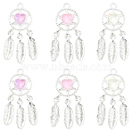6Pcs 3 Colors Rack Plating Alloy Rhinestones Pendants, Lead Free & Cadmium Free, Woven Net Charms, Silver, Mixed Color, 34x15.5x4.5mm, Hole: 2mm, 2pcs/color(FIND-YW0011-72)
