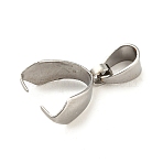 Tarnish Resistant 304 Stainless Steel Pendant Pinch Bails, Stainless Steel Color, 18x13x5mm, Hole: 3x6mm(STAS-N071-09)