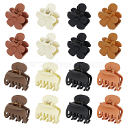 16Pcs 8 Styles PC Plastic Claw Hair Clips, Hair Accessories for Girl Women, Mixed Color, 35.5~39x39x34.5~37mm, 2pcs/style(OHAR-DC0001-01)