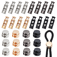 WADORN 48Pcs 8 Styles Alloy Spring Cord Locks, 2 Hole Drawstring Toggle Spring Clasps, for Garment Accessories, Column, Mixed Color, 13~2.2x7~7.8cm, Hole: 4~5mm, 6pcs/style(DIY-WR0001-99)