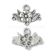 Tibetan Style Chandelier Component Links, Lead Free and Nickel Free and Cadmium Free, Flower, Antique Silver Color, 32x23x3mm, Hole: 2mm(TIBEP-EA9731Y-FF)