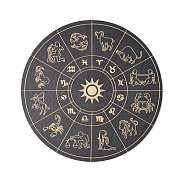 Wooden Carved Cup Mats, Heat Resistant Pot Mats, Tarot Theme Pendulum Board, for Home Kitchen, Flat Round, Constellation Pattern, 150x3mm(AJEW-L089-01A-07)