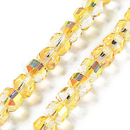 Electroplate Rondelle Glass Beads Strands, Full Plated, Faceted, Gold, 7.5x7mm, Hole: 1.4mm, about 70pcs/strand, 19.69''(50cm)(EGLA-A036-09A-FP01)