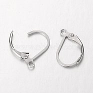 304 Stainless Steel Leverback Earring Findings, with Loop, Stainless Steel Color, 16x11x2mm, Hole: 1.5mm, Pin: 0.7mm(STAS-O084-09)