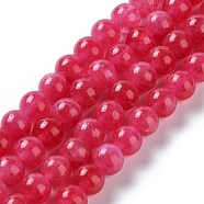 Dyed Natural Malaysia Jade Beads Strands, Round, Cerise, 6mm, Hole: 1mm, about 31pcs/strand, 7.48 inch(19cm)(G-G021-02A-08)