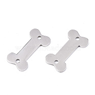 201 Stainless Steel Links Connectors, Laser Cut, Bone, Stainless Steel Color, 9.5x18.5x1.5mm, Hole: 1.2mm(STAS-S080-029P)
