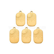 201 Stainless Steel Pendants, Rectangle with Sun, Real 18K Gold Plated, 25x14x1.5mm, Hole: 1.8mm(STAS-S119-147G)