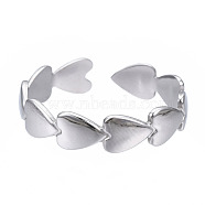 304 Stainless Steel Heart Wrap Open Cuff Ring, Chunky Ring for Women, Stainless Steel Color, US Size 9(18.9mm)(RJEW-T023-69P)