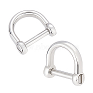 CHGCRAFT 2Pcs 304 Stainless Steel D-Ring Anchor Shackle Clasps, Stainless Steel Color, 17.5x18.5x6mm(STAS-CA0001-56A)