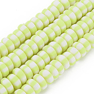 Handmade Polymer Clay Beads Strands, for DIY Jewelry Crafts Supplies, Flat Round, Green Yellow, 6.8~8x3mm, Hole: 1.4mm, about 110~116pcs/strand, 15.75 inch(40cm)(CLAY-N008-042J)
