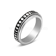 Stainless Steel Rotating Finger Ring, Fidget Spinner Ring for Calming Worry Meditation, Moon, US Size 10(19.8mm)(PW-WG33260-47)