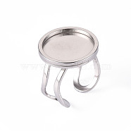201 Stainless Steel Cuff Pad Ring Settings, Laser Cut, Stainless Steel Color, Tray: 16mm, US Size 7 1/4(17.5)~US Size 8(18mm)(STAS-S080-040D-P)