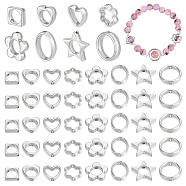 Elite 160Pcs 8 Styles 2-Hole CCB Plastic Beads Frame, Platinum & Silver, 10~15.5x10~16x3.5mm, Hole: 1.6~2mm, 20pcs/style(FIND-PH0020-76P)