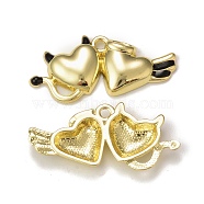 Rack Plating Alloy Enamel Pendants, Golden, Double Heart Charm, Black, 19x39x4mm, Hole: 2mm(PALLOY-P291-08G-01)