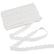 Lace Polyester Ribbons, for Sewing Craft, Half Round, White, 1 inch(24mm)(OCOR-WH0066-62)