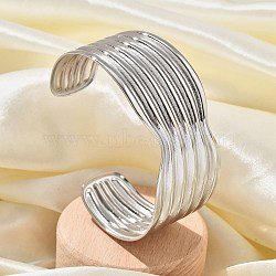 304 Stainless Steel Cuff Bangles, Multi-strand Bangles for Women, Wave, Stainless Steel Color, Inner Diameter: 2-3/8x2 inch(6.1x5.1cm)(BJEW-B108-13P)