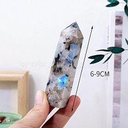 Point Tower Natural Moonstone Home Display Decoration, Healing Stone Wands, for Reiki Chakra Meditation Therapy Decors, Hexagon Prism, 50~70mm(PW-WG65206-01)