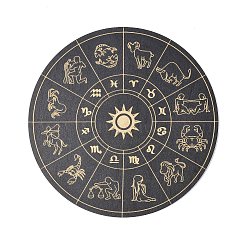 Wooden Carved Cup Mats, Heat Resistant Pot Mats, Tarot Theme Pendulum Board, for Home Kitchen, Flat Round, Constellation Pattern, 150x3mm(AJEW-L089-01A-07)