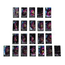 Tarot Theme Printed Acrylic Pendants, Rectangle with Tarot Pattern Charms, Colorful, 40x23x2~2.5mm, Hole: 1.8mm(MACR-G063-01)