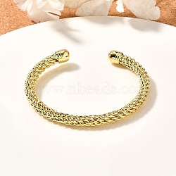 Classic Rack Plating Brass Cuff Bangle, Long-Lasting Plated Mesh Chains Bangles, Cadmium Free & Lead Free, Real 18K Gold Plated, Inner Diameter: 2-1/8 inch(5.5cm)(BJEW-E071-23G)