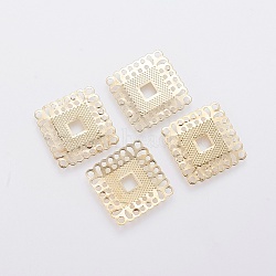 Iron Filigree Joiners Links, Rhombus, Golden, 24x24x0.5mm, Diagonal Length:  24mm, Side Length: 18.5mm, Hole: 1.5mm(X-IFIN-F158-80G)