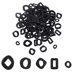 PandaHall Elite 100Pcs 5 Styles Rubberized Style Acrylic Linking Rings, Quick Link Connectors, For Curb Chains Making, Twist, Black, 20pcs/style(OACR-PH0001-54)