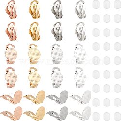 Unicraftale 304 Stainless Steel Clip-on Earring Findings, Flat Round, Mixed Color, 80pcs/box(STAS-UN0023-21)