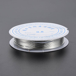 Round Copper Jewelry Wire, Platinum, 20 Gauge, 0.8mm, about 9.84 Feet(3m)/roll(X-CWIR-S002-0.8mm-01)