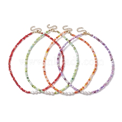 Glass Seed Beaded Necklaces for Women, Mixed Color, 16.34 inch(41.5cm)(NJEW-JN04663)