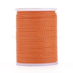 Round Waxed Polyester Cord, Taiwan Waxed Cord, Twisted Cord, Orange, 1mm, about 12.02 yards(11m)/roll(X-YC-G006-01-1.0mm-07)