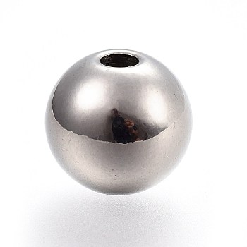 202 Stainless Steel Stopper Beads, Round, Stainless Steel Color, 12x11mm, Hole: 3mm