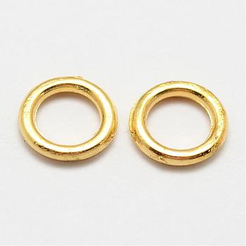Alloy Round Rings, Soldered Jump Rings, Closed Jump Rings, Golden, 18 Gauge, 7x1mm, Hole: 4.5mm, Inner Diameter: 4mm