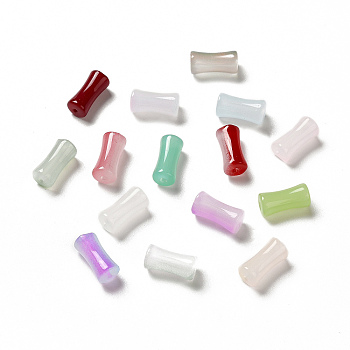 Opaque Spray Painted Glass Beads, Drum, Mixed Color, 12.5x6mm, Hole: 1.4mm